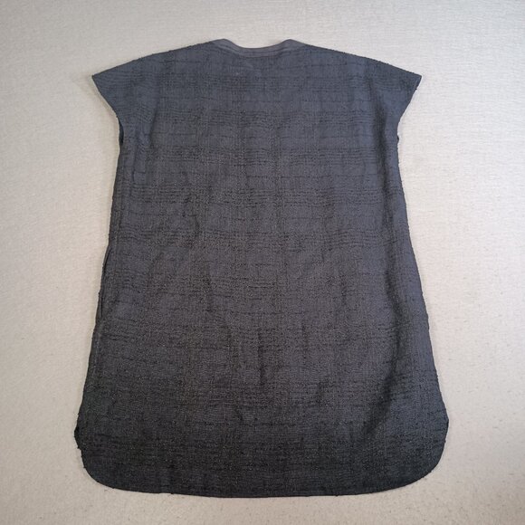 Billy Reid Women's XS Linen Blend Tweed Navy and Black Cap Sleeve Shift Dress - Picture 3 of 6